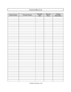 Auction Buy List