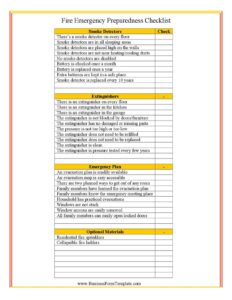 Fire Emergency Checklist
