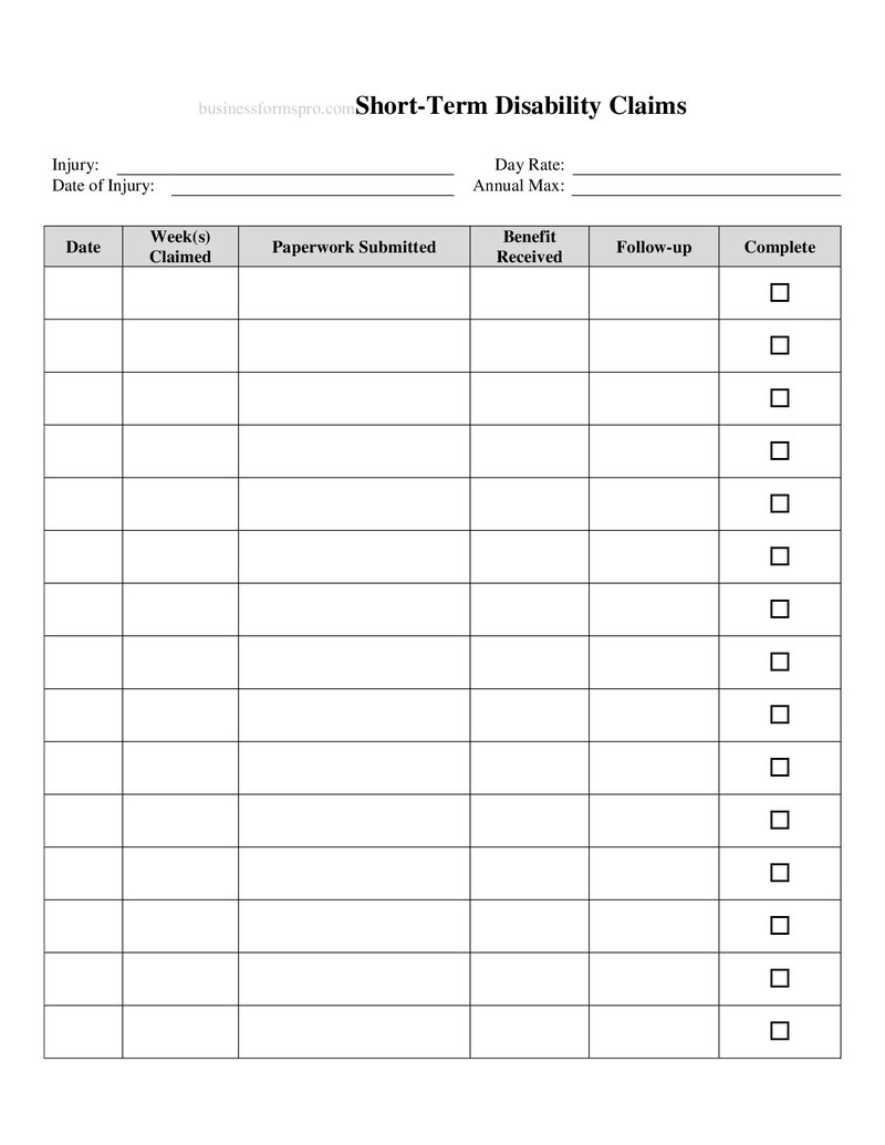 Short Term Disability Claims Tracker | Free Template