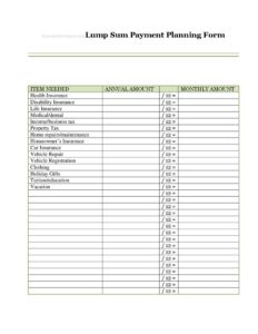 Lump Sum Payment Planning Form