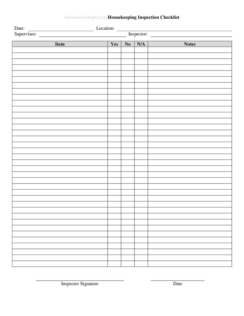 Housekeeping Inspection Checklist | Free Template