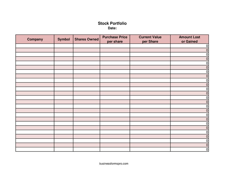 Stock Portfolio Template | Free Download