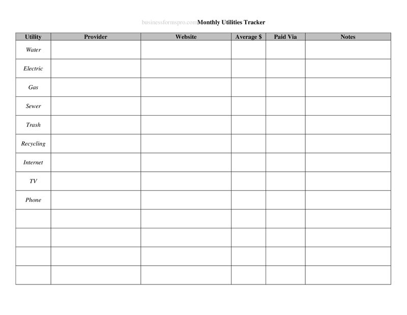 Utilities Tracker Template | Free Download
