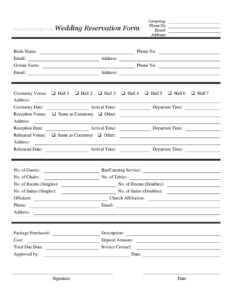 Wedding Reservation Form