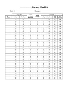Store Opening Procedure Checklist
