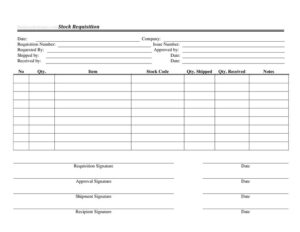 Stock Requisition Form