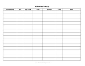 Coin Collector Log