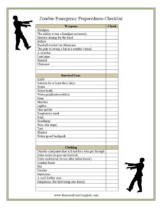 Zombie Survival Checklist