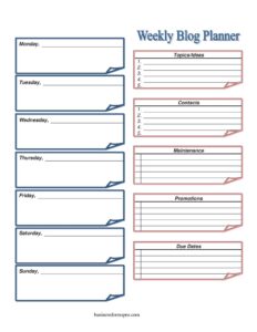 Weekly Blog Planner