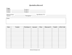 Quotation Record