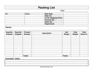 Large-Print Packing List