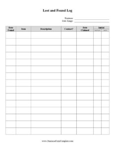 Lost And Found Log