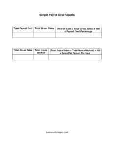 Simple Payroll Cost Report