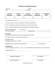 Truth In Lending Statement
