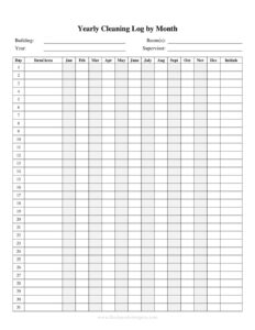 Yearly Cleaning Log