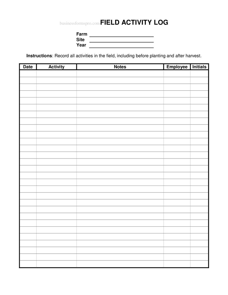 Field Activity Log Template | Free Download